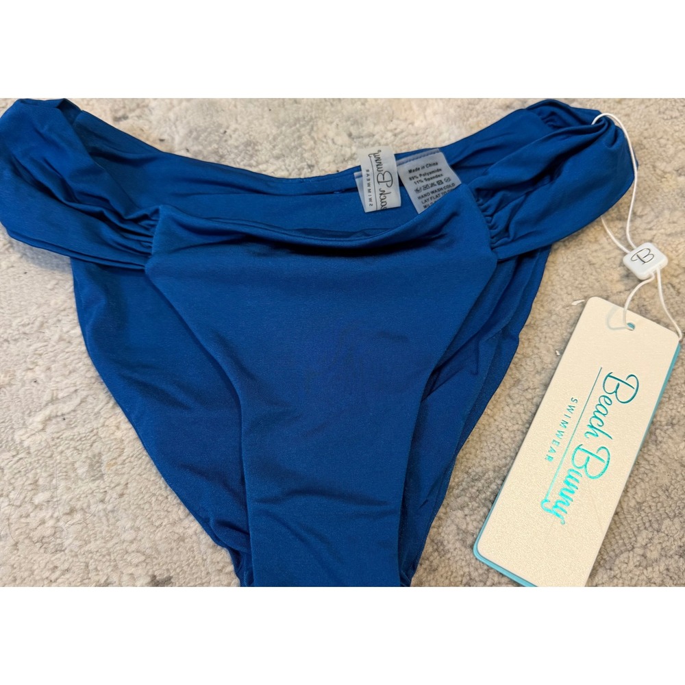 Beach Bunny Ella Sweetheart Bikini Bottoms Symi Blue Ruched B17106B5 Medium NWT